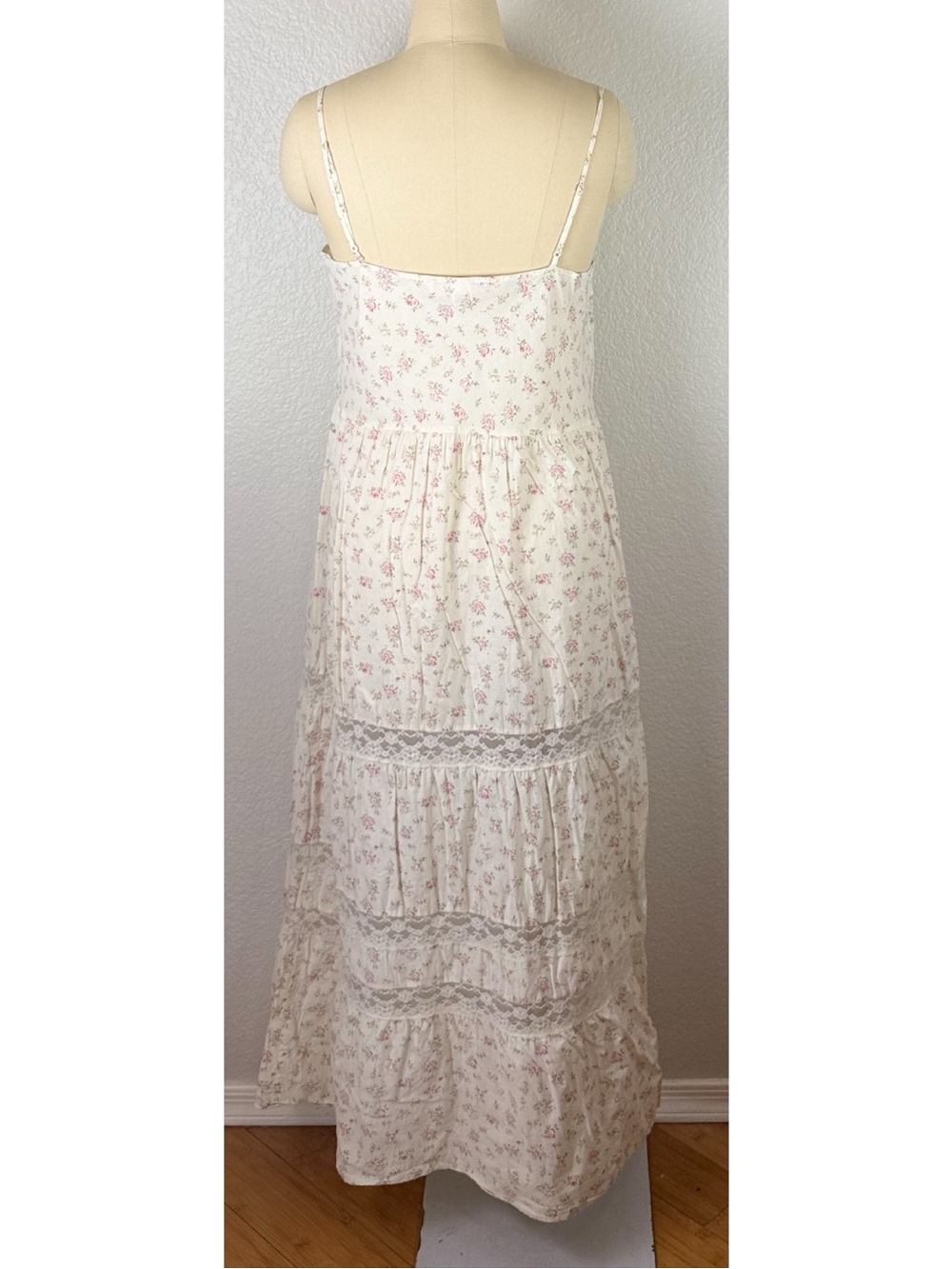 Victoria's Secret Vintage Y2K Floral Print Lace Trim Tiered Maxi Dress Large - Picture 6 of 10